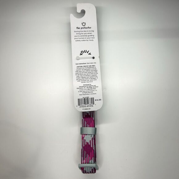 YOULY The Protector Dog Collar Reflective Pink & Gray, M Medium Pet 14”-20” - Picture 2 of 7